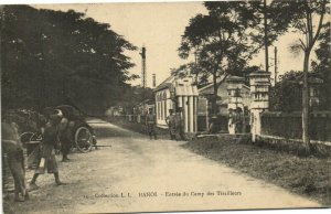 PC VIETNAM, INDOCHINA, HANOI, ENTRÃE DU CAMP, Vintage Postcard (b28930)