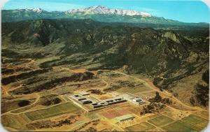 Colorado US Air Force Academy  Aerial view with Pikes Peak in Background