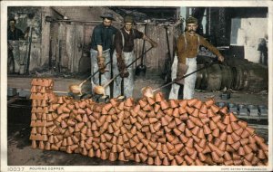 Workers Pouring Copper Heavy Metals c1910 Detroit Pub Vintage Postcard