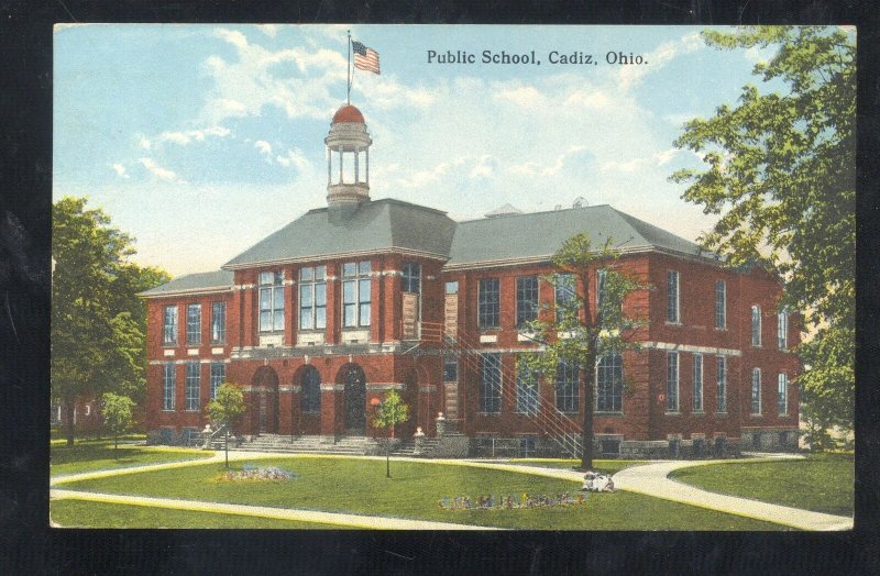 CADIZ OHIO PUBLIC SCHOOL BUILDING VINTAGE POSTCARD