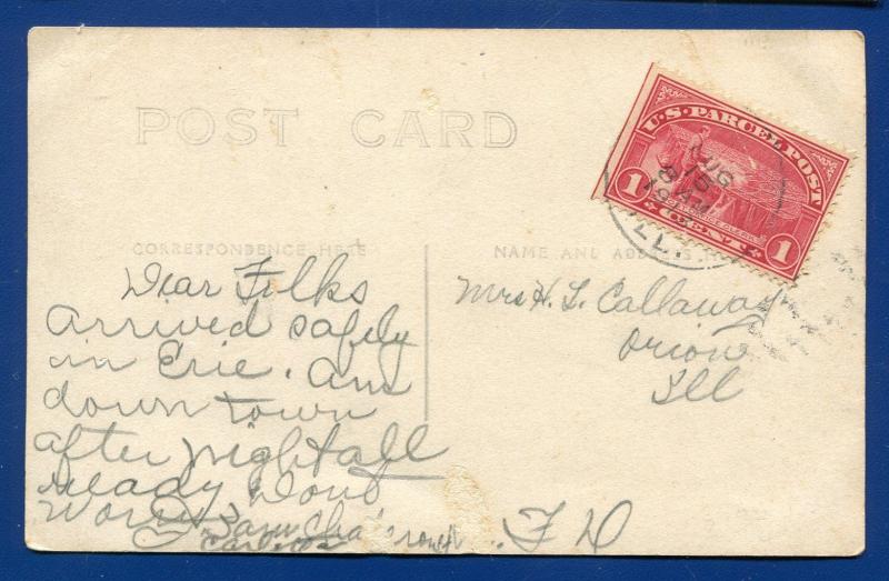 Erie Bridge Pennsylvania pa real photo postcard RPPC franked with Q1 postmark