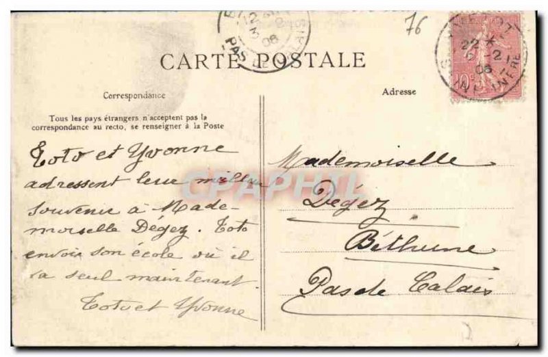 Old Postcard From Boys Boarding School Yvetot