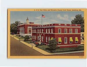 Postcard U.S. Post Office and Wicomico County Court House, Salisbury, Maryland