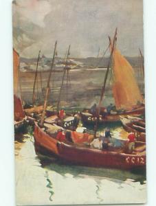 Divided-Back BOAT SCENE Great Nautical Postcard AB0422