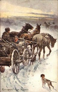 Teller Tuck Life in Russia Blizzard Snow Horse Cart Hardship c1910 Postcard