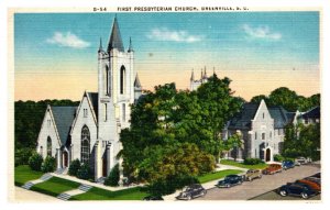 Vintage 1940s Postcard First Presbyterian Church Greenville SC