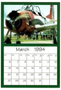 Calendar Card March 1994 Airplanes AirShow '94 The T-28 Trainer
