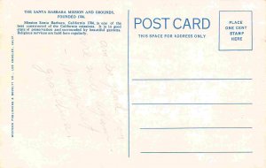 Santa Barbara Mission California 1920c postcard