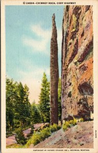 postcard Yellowstone - Wyoming - Chimney Rock, Cody Highway