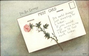 Deltiology Postcard on Postcard I'M SO DREARY Poem c1910