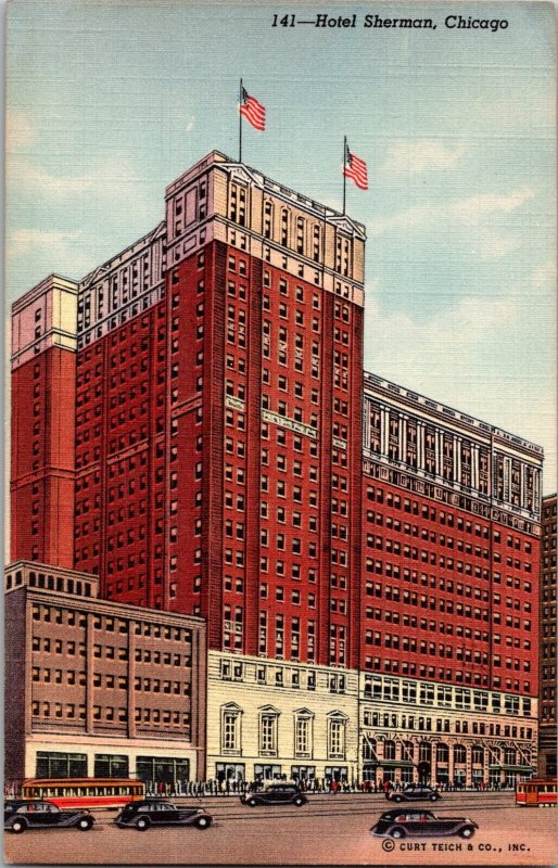 Hotel Sherman, Chicago Vintage Postcard KC14
