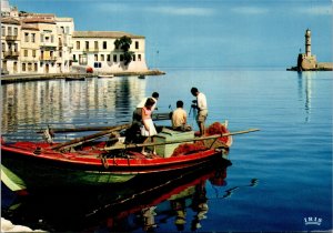 Postcard Greece  Canea - Harbor and Light House