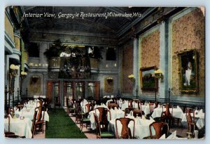 Milwaukee Wisconsin WI Postcard Interior View Gargoyle Restaurant 1910 Vintage