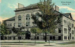 c1910 Wheelock Postcard; Peoria IL, White School, Unposted