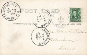 Newport & Springfield Short Run 1907 R.P.O Cancel Postcard