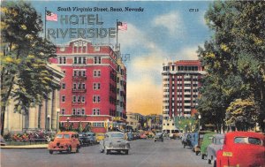 Reno Nevada 1940s Postcard South Virginia Street Hotel Riverside