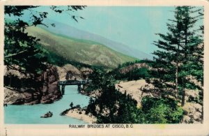 Canada Railway Bridges at Cisco British Columbia Vintage RPPC 03.55