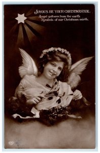 c1910's Christmas Girl Angel Mistletoe Fullerton California CA Antique Postcard