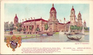 Postcard MO St. Louis Palace of Machinery World's Fair Regal Shoe Co Ad 1904 S82