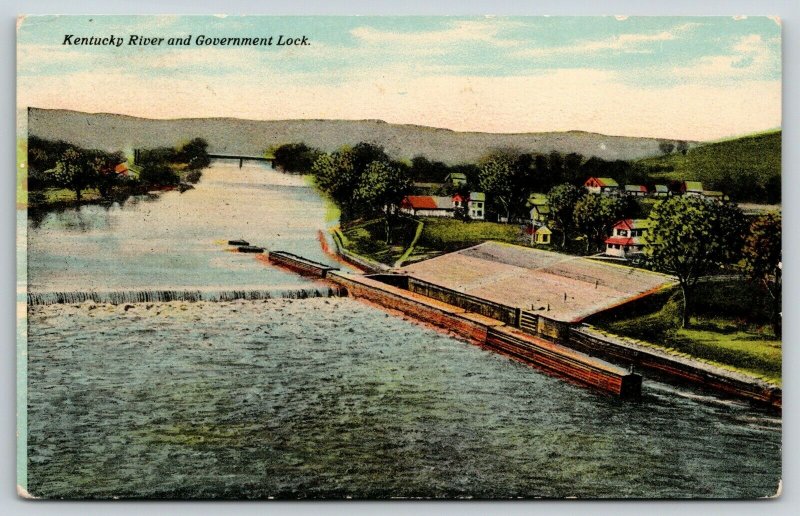 Lockport? Kentucky~Government Lock #3? on River~Dam~Rural Houses~c1910 Postcard