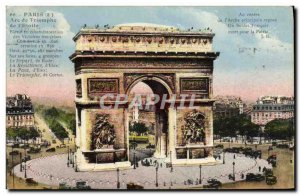 Old Postcard Paris Arc de Triomphe From the & # 39Etoile