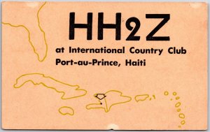 1958 QSL Radio Card Code HH2Z Country Club Haiti Amateur Station Postcard