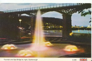 Yorkshire Postcard - Fountain and Spa Bridge by Night - Scarborough - Ref 19423A