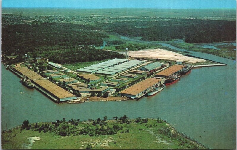 USA Aerial View Port of  Lake Charles Louisiana Vintage Postcard 02.74