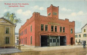 G45/ Springfield Massachusetts Postcard c1910 Walnut St Fire Department Station