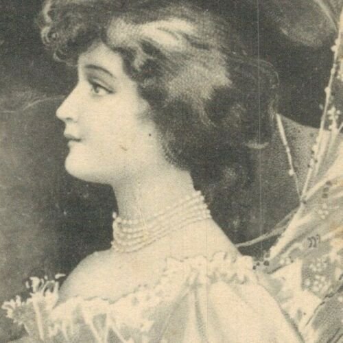 GREAT Antique Old ART NOUVEAU EMBOSSED POSTCARD / ADELAIDE LADY w