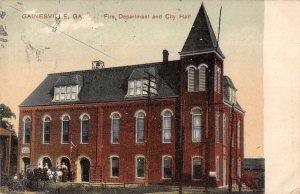 Gainesville Georgia Fire Department and City Hall Vintage Postcard AA21895