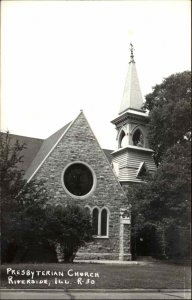 Riverside Illinois IL Presbyterian Church Real Photo Vintage Postcard