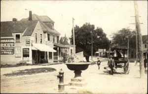 Street Fire Hydrant Water Fountain Store Signs New England Unidentified RPPC