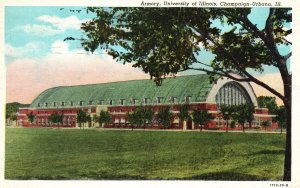 1945 University Of Illinois Armory Champaign-Urbana Illinois IL Posted Postcard