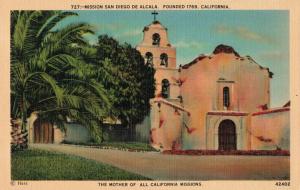 Postcard Mission San Diego De Alcala California