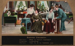 1913, Business Discussion, Couple Conversation, Humorous, Funny Comic, Postcard