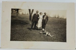 Beautiful Dalmation and Lovely Family Portrait by the Tree Photo Postcard Q8