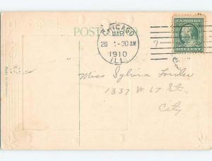 Pre-Linen easter MANY CHICKENS IN THE BARNYARD k2893