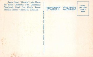 Wichita Falls Texas The Kemp Hotel Huckins Vintage Postcard AA90822