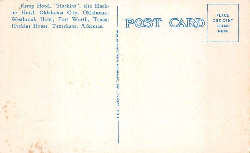 Wichita Falls Texas The Kemp Hotel Huckins Vintage Postcard AA90822