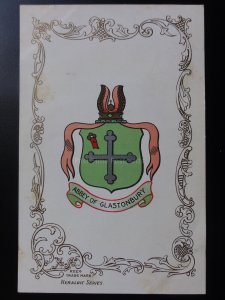 Somerset: ABBEY OF GLASTONBURY - Heraldic Coat of Arms c1905 - Pub by Ja-Ja