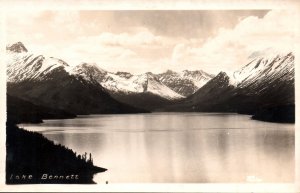 VINTAGE POSTCARD LAKE BENNET IN ALBERTA CANADA REAL PHOTO RPPC c. 1930 SCARCE