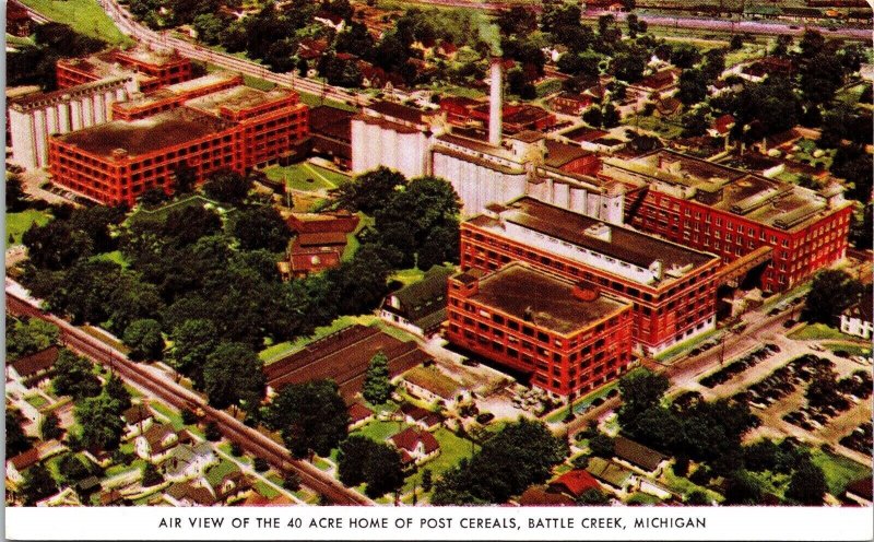 Air View 40 Acre Home Post Cereals Battle Creek Michigan MI Postcard VTG UNP 