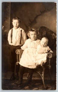 RPPC Real Photo Postcard - Young Children Studio Photo - c1920