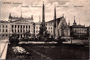 Germany Leipzig Augustusplatz Vintage Postcard C028