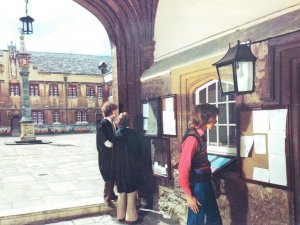 Students Checking Results Board Corpus Christi College Oxford Vintage Postcard