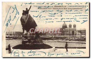 Postcard Old Marseille Monument to the Heroes of the Sea and the Cathedral