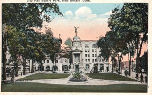 Vintage Postcard City Hall Square Park New Britain Connecticut Morris Berman Pub