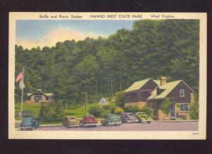 HAWKS NEST STATE PARK RESTAURANT 1940's CARS VINTAGE POSTCARD