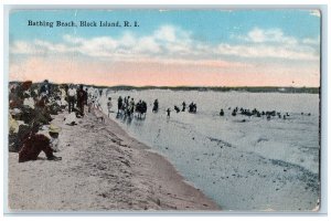 1919 Bathing Beach Swimming Scene Block Island Rhode Island RI Posted Postcard